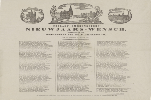 Alte Zeitung mit einem historischen Stadtfoto und begleitendem Text und anderen Bildern.