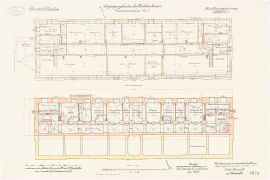 Ein detailliertes Grundriss-Zeichnung des Stadtplatzes in Dresden, Deutschland, das zahlreiche Räume mit begleitendem Text zeigt, der das Gebäude layout beschreibt.