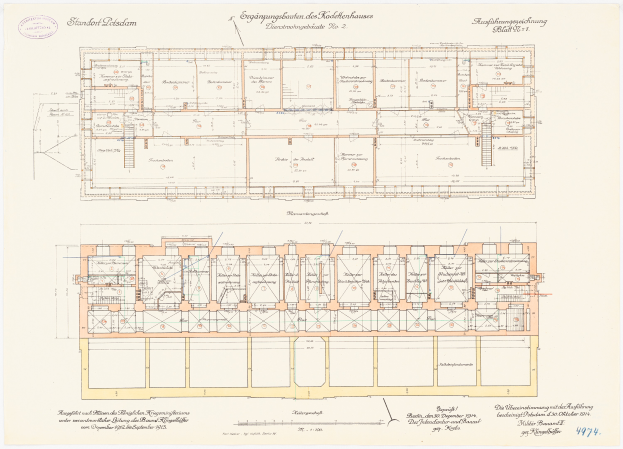 Ein detailliertes Grundriss-Zeichnung des Stadtplatzes in Dresden, Deutschland, das zahlreiche Räume mit begleitendem Text zeigt, der das Gebäude layout beschreibt.