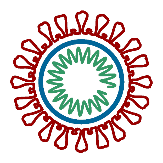 Ein kreisförmiges Logo mit einer roten, grünen und blauen Blume in der Mitte, vor einem schwarzen Hintergrund, verbunden mit den National Institutes of Health (NIH).