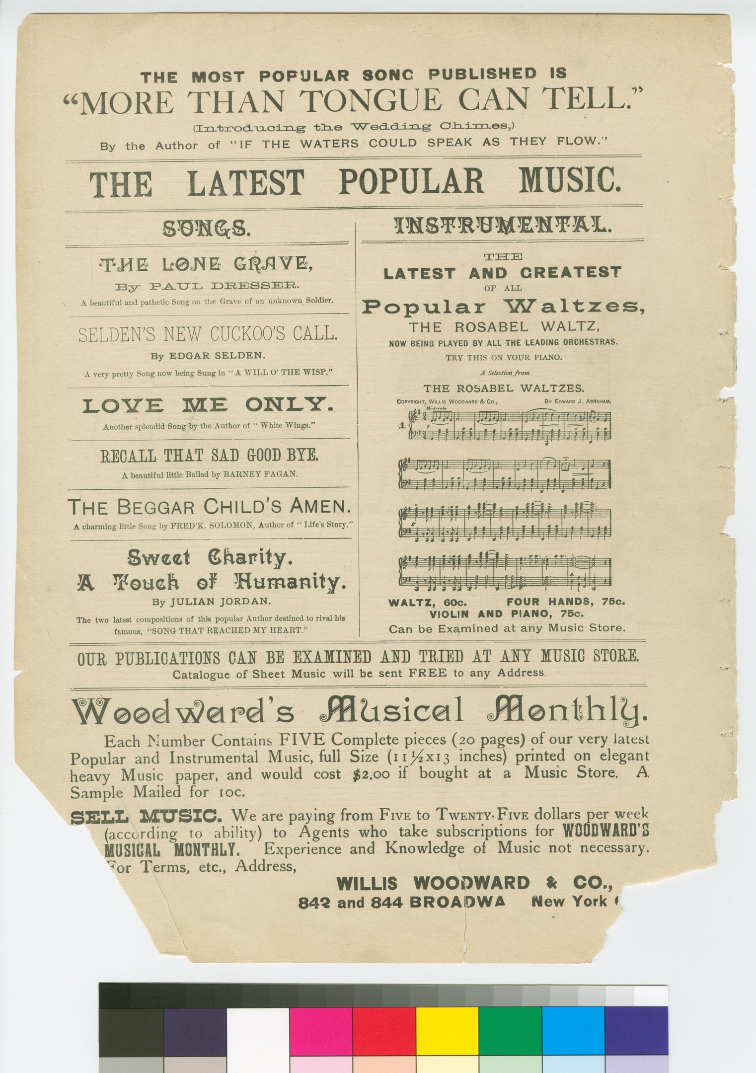 Ein Blatt Papier mit dem Text "Der meistveröffentlichte Song ist mehr als die Zunge sagen kann" und Farbmustern unten.