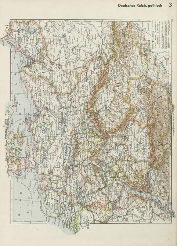 Ein verblichener 19. Jahrhundert-Karte von Deutschland, die historische politische Teilungen zeigt, auf altem Papier mit Text oben und unten gedruckt.