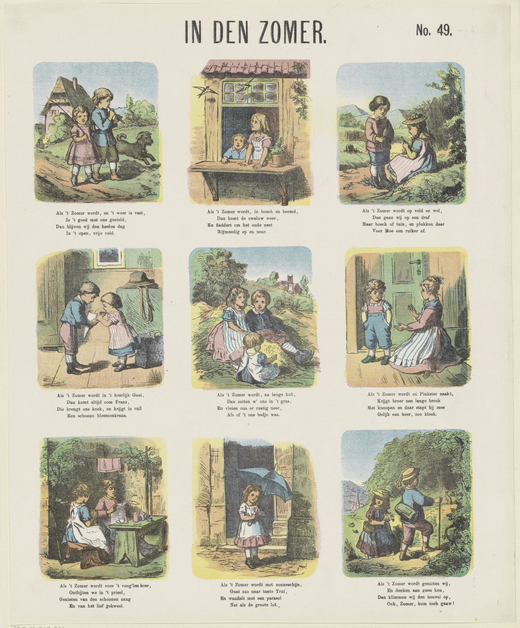 Ein buntes Kinderbild mit spielenden Kindern in einem üppigen Garten, mit Bäumen und Text in einer spielerischen Schriftart.