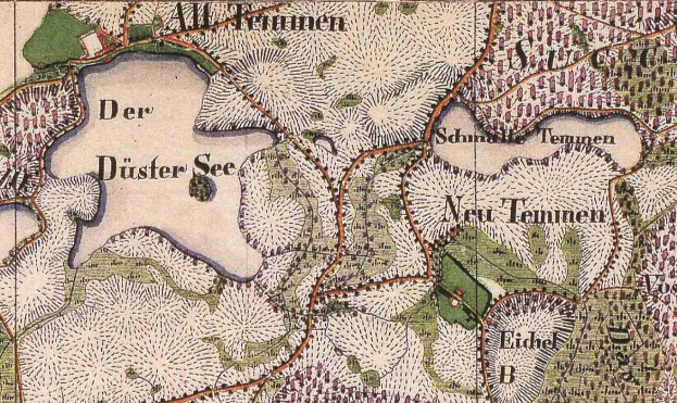 Detailiertes altes Stadtplan von Düsseldorf, Deutschland, das Straßen, Gebäude und Sehenswürdigkeiten mit Texten über Bevölkerung, Dichte und Lage zeigt.