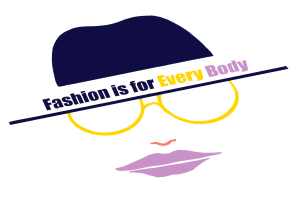 Ein Logo mit einem stilisierten Gesicht und dem Text "Fashion is for Every Body" darunter.