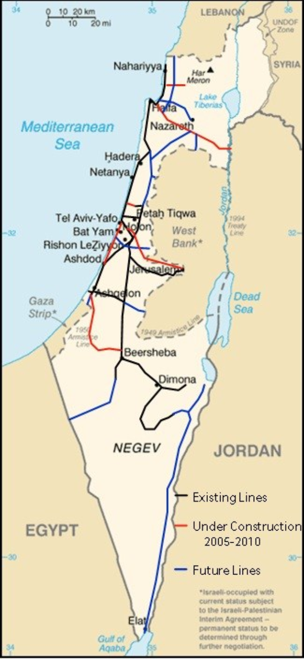 Detailierte Karte von Israel und Palästina mit Text und Linien, die das Ausmaß des Konflikts anzeigen, und die Städte, Flüsse und geografische Merkmale zeigt.